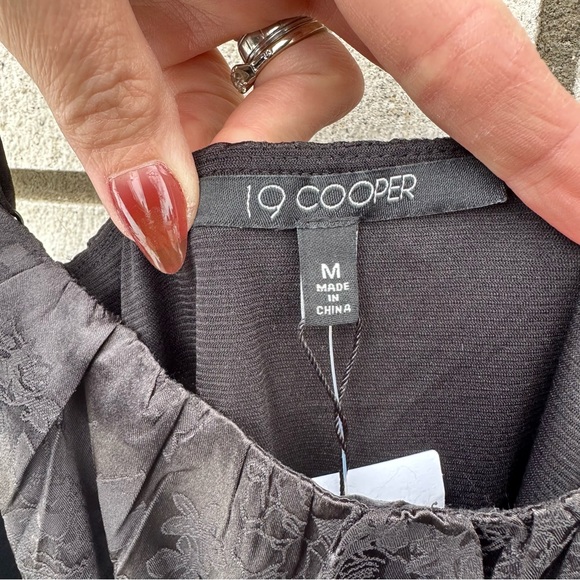 19 Cooper Black Floral Jacquard Satin Midi Dress Slip Flare NWT M Cocktail 90s - Picture 7 of 13